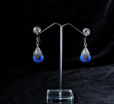 Gemzlane oxidized blue stone embellished earrings for women and girls - Earrings