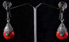 Load image into Gallery viewer, Gemzlane oxidized red stone embellished earrings for women and girls - Earrings