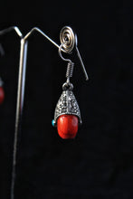 Load image into Gallery viewer, Gemzlane oxidized red stone embellished earrings for women and girls - Earrings