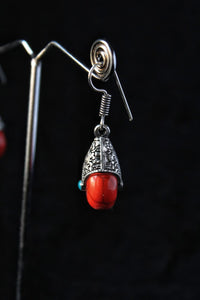 Gemzlane oxidized red stone embellished earrings for women and girls - Earrings