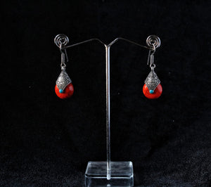 Gemzlane oxidized red stone embellished earrings for women and girls - Earrings