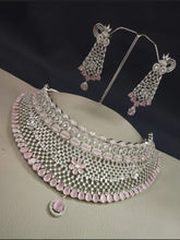 Load image into Gallery viewer, Gemzlane Pink  Choker Diamond Necklace Set