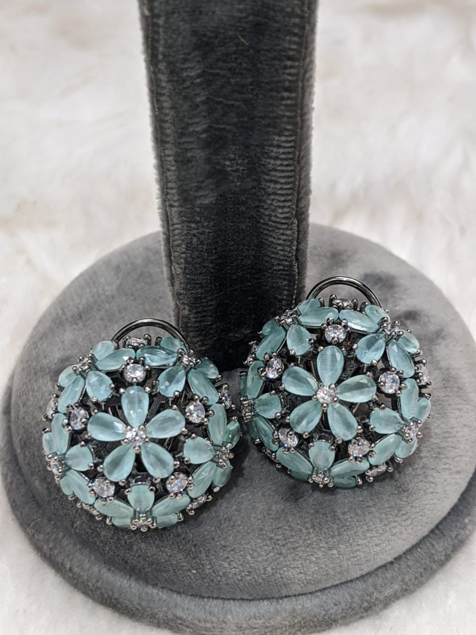 Shrishti  diamond Mint green cz ball Studs Earrings