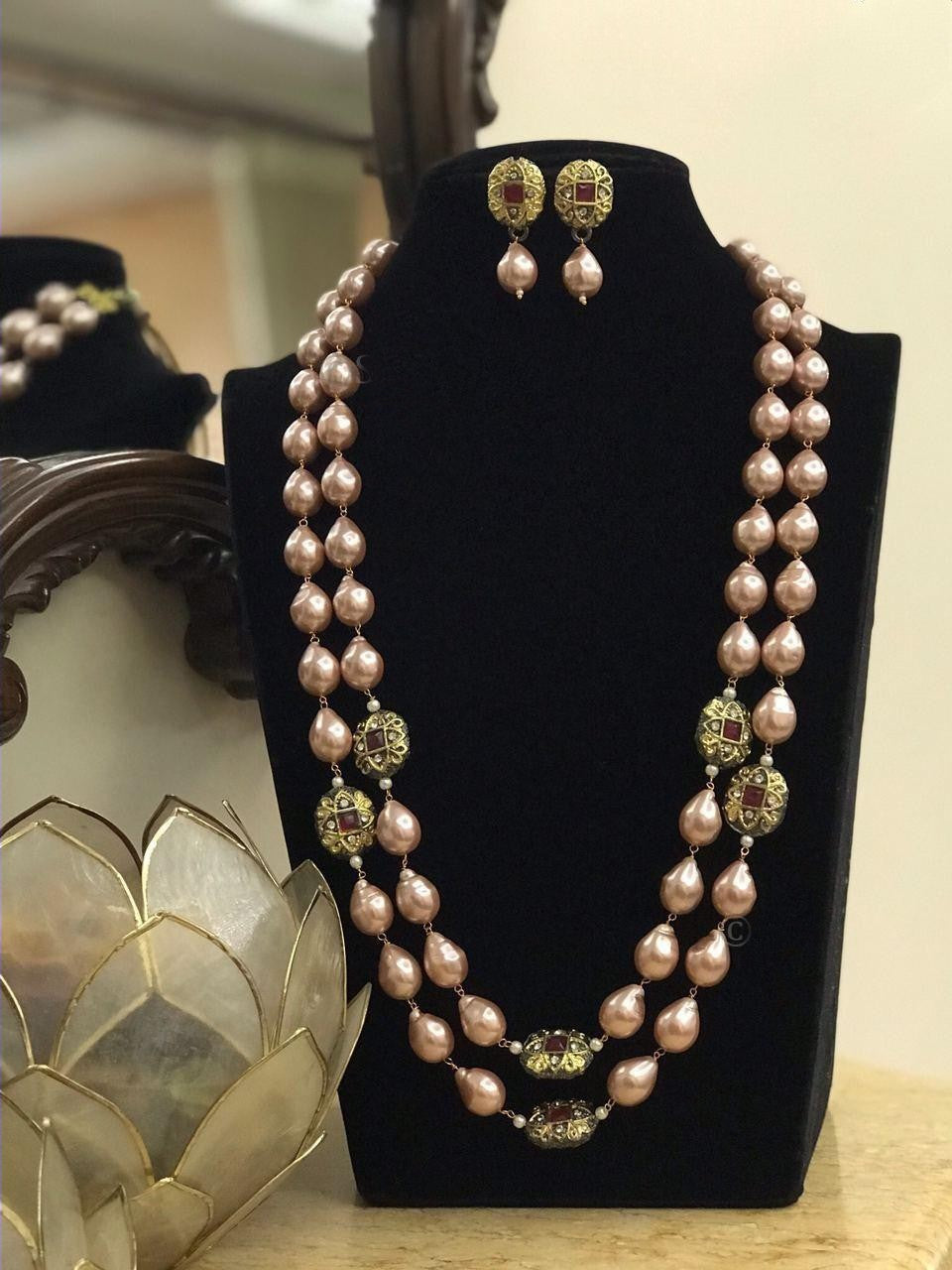 Vintage Trifari Long Beaded Necklace and Bracelet Set - Ruby Lane