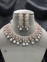 Load image into Gallery viewer, Priyanka White Silver plated Cubic zirconia diamond Necklace set