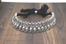 Load image into Gallery viewer, Silver Tone Oxidized Choker Necklace - Gemzlane
