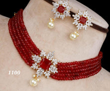 Load image into Gallery viewer, Cute pendant  Choker Onyx beaded Necklace Set - Gemzlane