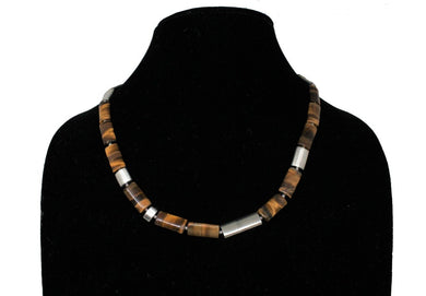 92.5 Sterling Silver Tiger eye Gemstone necklace - Gemzlane