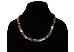 92.5 Sterling Silver Tiger eye Gemstone necklace - Gemzlane