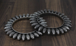Gemzlane oxidized silver tone pair of bangles for women and girls - Gemzlane