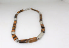 Load image into Gallery viewer, 92.5 Sterling Silver Tiger eye Gemstone necklace - Gemzlane