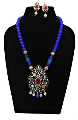 Meenakari multistone necklace set - Gemzlane
