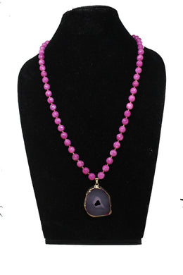 Gemzlane statement stone pendant  Beaded necklace