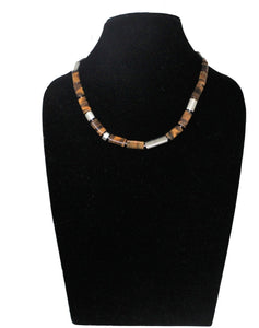 92.5 Sterling Silver Tiger eye Gemstone necklace - Gemzlane