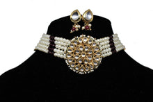 Load image into Gallery viewer, Kundan pendant  Choker  beaded Necklace Set - Gemzlane