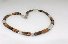 Load image into Gallery viewer, 92.5 Sterling Silver Tiger eye Gemstone necklace - Gemzlane
